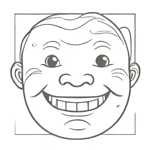 I want a smiling kid with missing upper front teeth. tattoo design idea