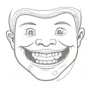 I want a smiling kid with missing upper front teeth. tattoo design idea