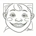 I want a smiling kid with missing upper front teeth. tattoo design idea