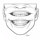 I want a smiling kid with missing upper front teeth. tattoo design idea