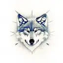Wolf with compass and north star tattoo design idea