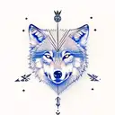 Wolf with compass and north star tattoo design idea