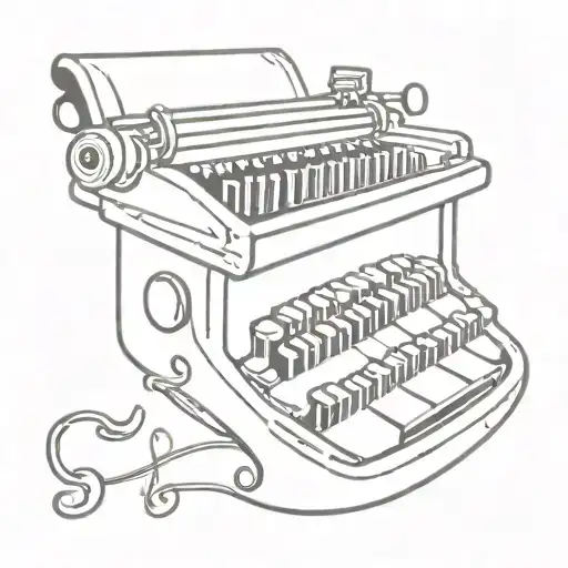 A vintage typewriter keyboard with music notes intertwined, symbolizing the client's love for writing and music tattoo design idea
