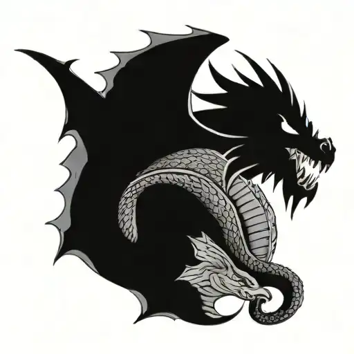 dragon with merman on its back tattoo design idea