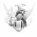 snowboard and beer tattoo design idea