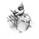 snowboard, beer, (bird,stone,3) tattoo design idea