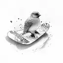 snowboard, beer, (bird,stone,3) tattoo design idea