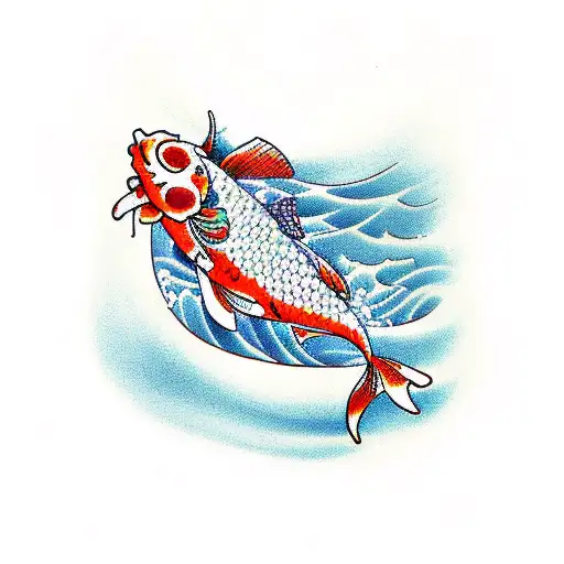 koi fish waves tattoo design idea