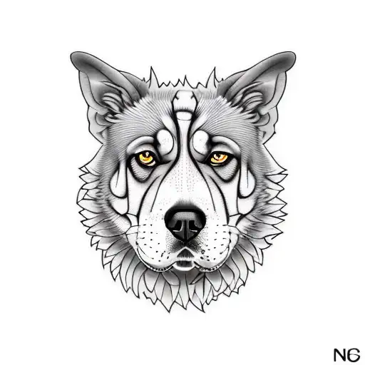 angry dog tattoo design idea