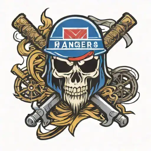 New York Rangers Hockey logo in a One piece anime Jolly Roger tattoo design idea
