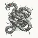 black, snake, curly, long, thin, lines, lightning tattoo design idea