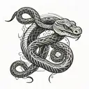 black, snake, curly, long, thin, lines, lightning tattoo design idea