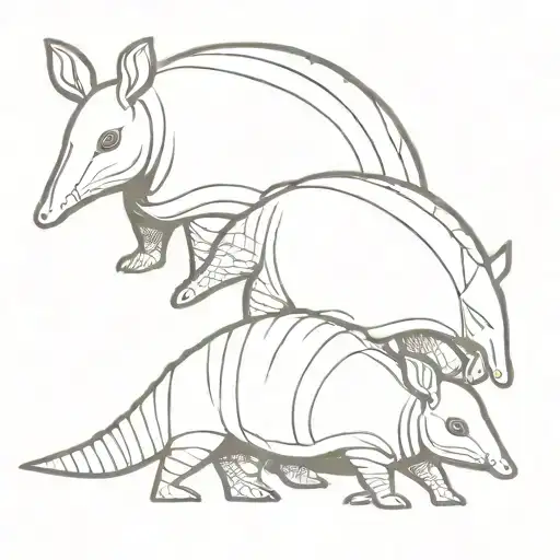 common armadillo mother daughter 4 generation tattoo design idea