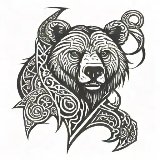 bear viking warrior rune  tattoo design idea