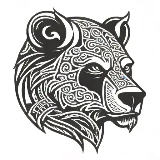 bear viking shield tattoo design idea