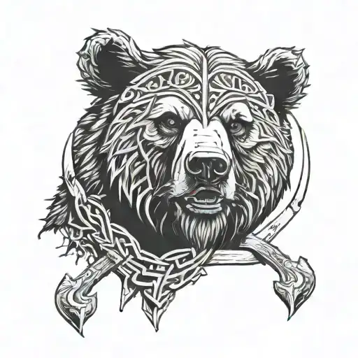 bear viking runes tattoo design idea