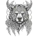 bear viking runes tattoo design idea
