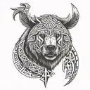 bear viking runes tattoo design idea