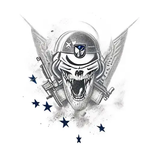 military night operations warrior tattoo design idea