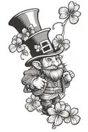 leprechaun with a 4 leaf clover tattoo design idea