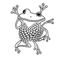 Philosophical exploration of existence through frog symbolism tattoo design idea