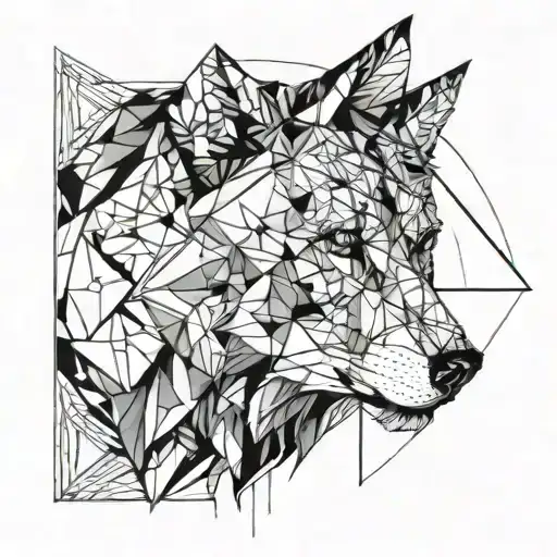 half wolf half bear line tattoo  tattoo design idea