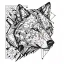 half wolf half bear line tattoo  tattoo design idea