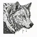 half wolf half bear line tattoo  tattoo design idea