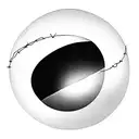 Spherical orb, emitting light through cracks tattoo design idea