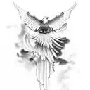 An eagle soaring through the clouds with its wings spread wide tattoo design idea