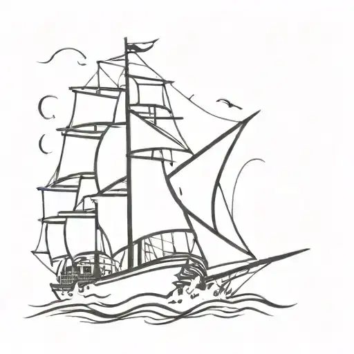 Design me a tattoo of a ship that is in a storm, but the ship sails, not knowing what will happen to it, but it sails, o tattoo design idea