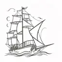Design me a tattoo of a ship that is in a storm, but the ship sails, not knowing what will happen to it, but it sails, o tattoo design idea
