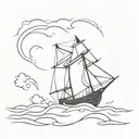 Design me a tattoo of a ship that is in a storm, but the ship sails, not knowing what will happen to it, but it sails, o tattoo design idea
