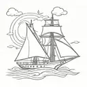 Design me a tattoo of a ship that is in a storm, but the ship sails, not knowing what will happen to it, but it sails, o tattoo design idea
