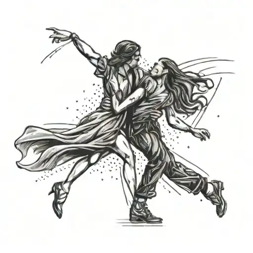 dance in rain tattoo design idea