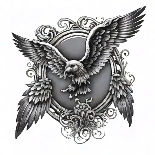 wings behind paw prints with faint background black tattoo design idea