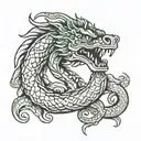 feathered serpent  tattoo design idea