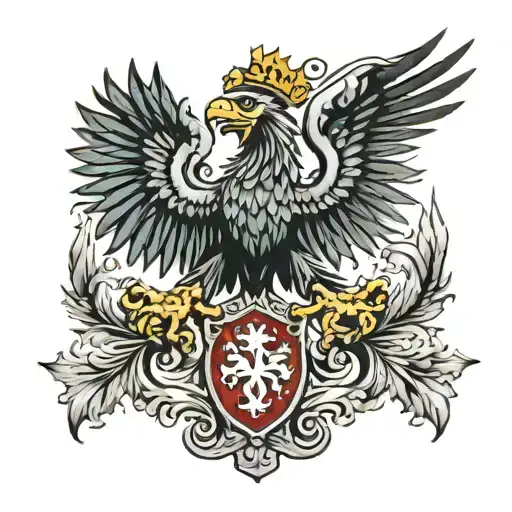 Poland eagle and Scottish lion chest tattoo design idea