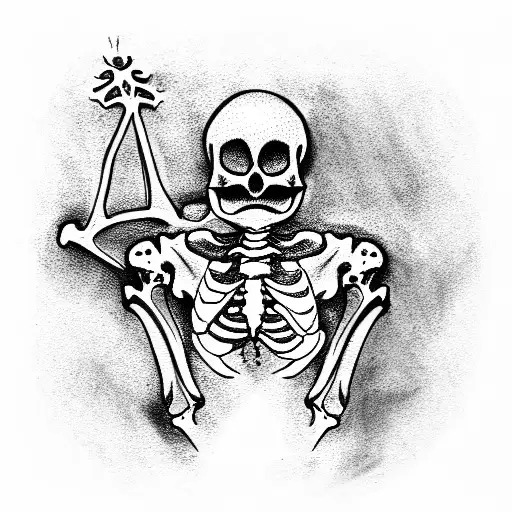 praying skeleton  tattoo design idea