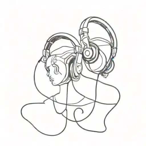 A tattoo of headphones intertwined with dancing figures tattoo design idea