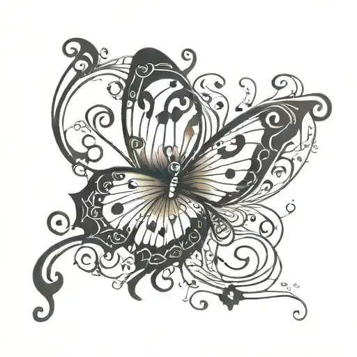 semicolon butterfly music note  tattoo design idea