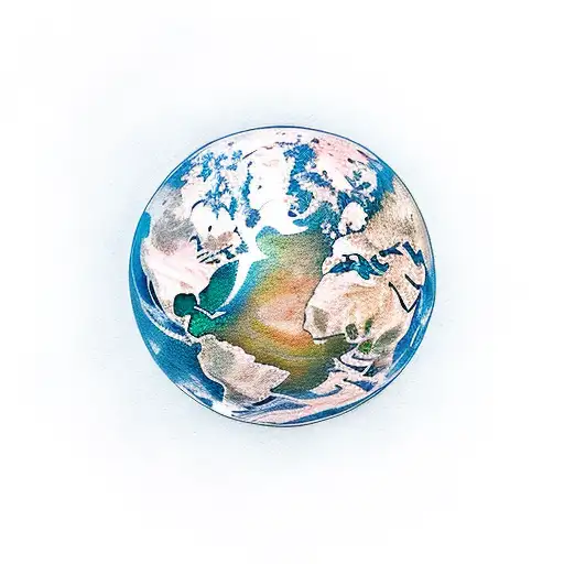 Planet Earth with three people sitting on it  tattoo design idea