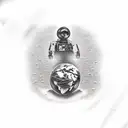 three people standing on planet Earth tattoo design idea