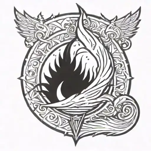 Logo de fairy tail con el contorno de happy dentro del logo tattoo design idea