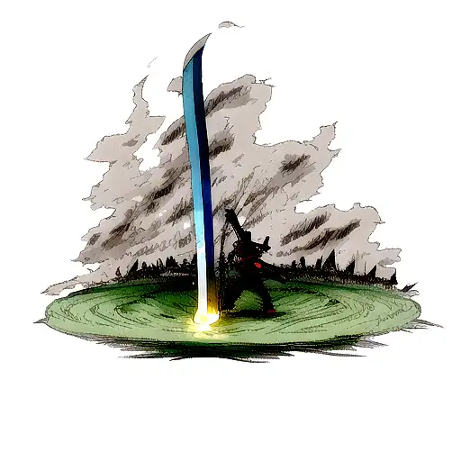 sword being forged in fire tattoo design idea