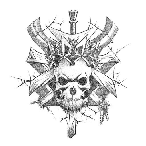 kuromi with a crown of thorns tattoo design idea