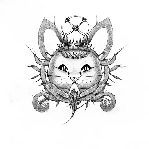 kuromi of sanrio with a crown of thorns tattoo design idea