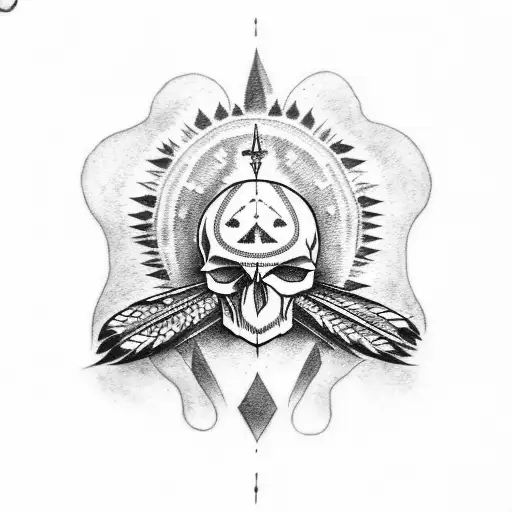 native american skull  tattoo design idea