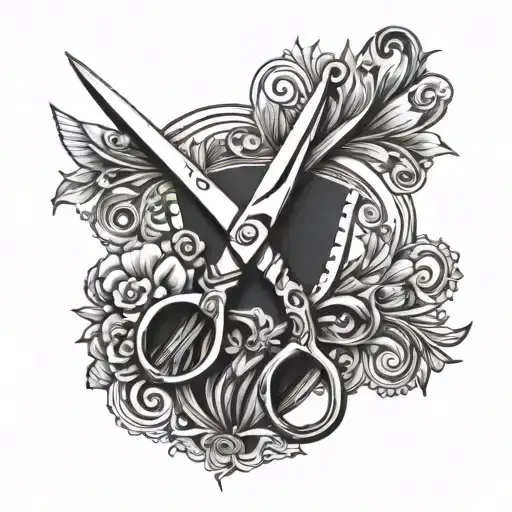 Incorporate a pair of scissors into a blackwork design inspired by barbershop tools tattoo design idea
