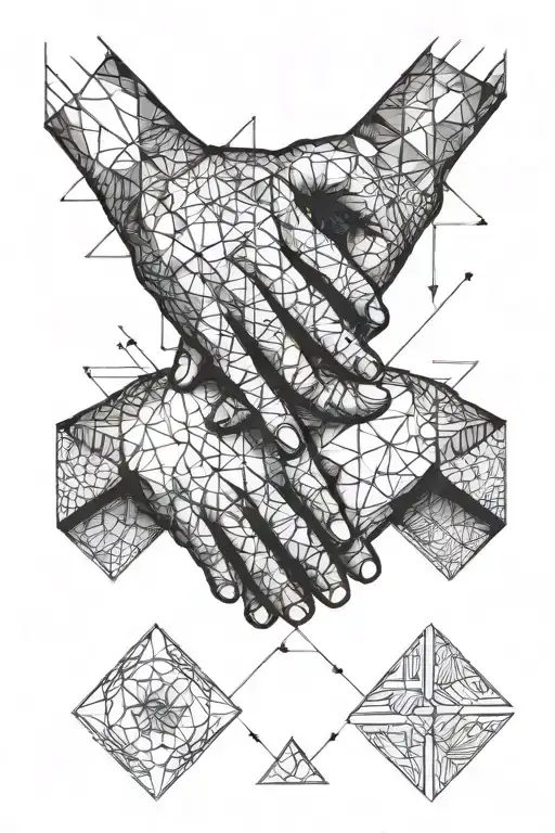 a love symbol on top of the hands when couple shake hands. tattoo design idea